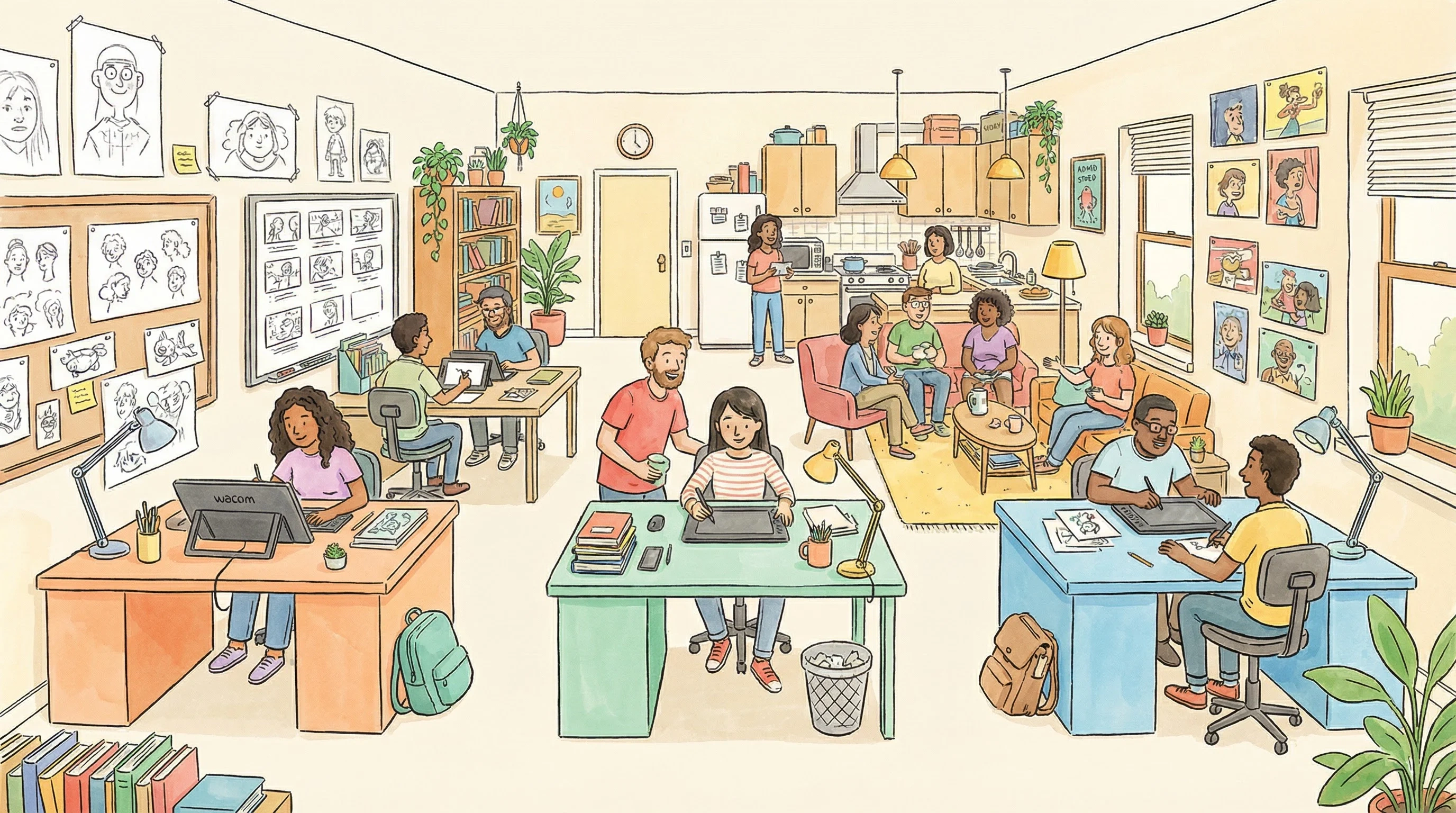 小马拉大车动画师社区工作空间 - 创作者协作交流场景